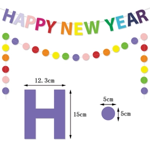 Guirlande Happy New Year colorée avec lettres 15x12cm et pastilles de 5cm