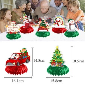 Christmas honeycomb centerpieces featuring Santa Claus and snowman for table decoration