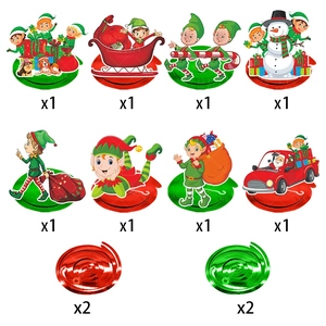 Christmas hanging swirl decorations set with cartoon elf snowman and red car pendants