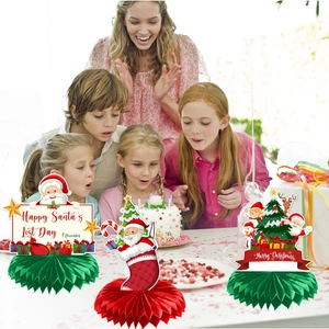 Christmas Santa Claus honeycomb paper centerpieces for festive holiday table decoration