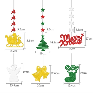 Christmas hanging decorations set featuring glitter reindeer, bells, and trees for festive decor