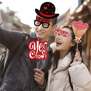 Lot de 27 accessoires de photobooth de la Saint-Valentin pour mariages et fêtes
