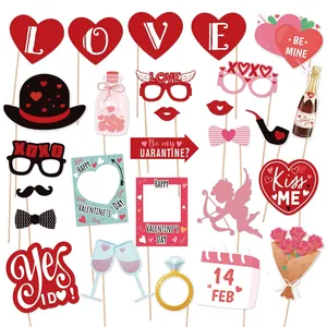 Accessoires De Photomaton De La Saint Valentin En Papier Carton Décoration De Fête Mariage Selfie Thème Coeur