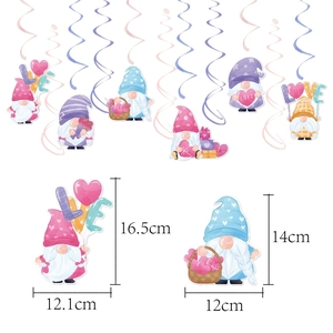 Valentine's Day gnome spiral hanging decorations for party and wedding cake topper