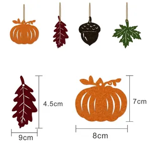Felt autumn leaf and pumpkin hanging ornaments for Thanksgiving party decoration