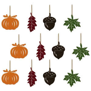 12pcs felt Thanksgiving hanging ornaments featuring pumpkins acorns and maple leaves decor