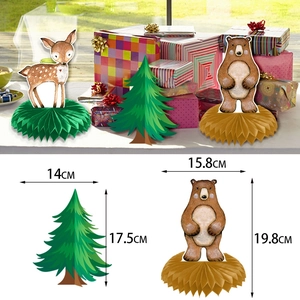 Centres de table alvéolés animaux de la forêt avec cerf et ours pour fêtes