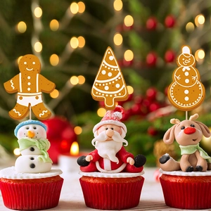 Festive Christmas cake toppers featuring Santa, Snowman, and Reindeer figurines