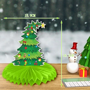 Christmas tree honeycomb centerpiece with festive sock pattern and 18.3cm height dimension