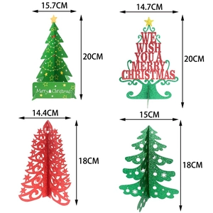 Mini 3D glittery tabletop Christmas trees in various styles and heights for holiday decor