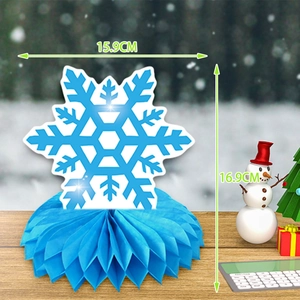 Blue and white snowflake honeycomb paper centerpiece for winter party table decoration