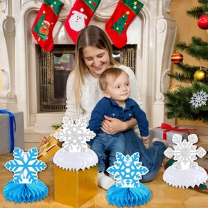 Winter snowflake honeycomb centerpieces for Christmas party and festive tabletop decor