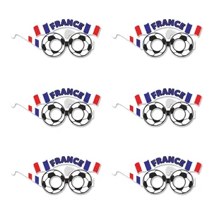 Lot de 6 lunettes de fête football France avec drapeau tricolore pour fans de sport