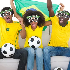 Lunettes de fête Brésil avec montures ballon de foot et petits drapeaux pour fans