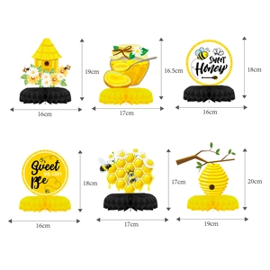 6Pcs Bee themed party honeycomb centerpieces set for baby shower table decorations