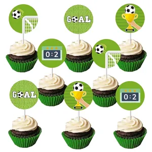 Décorations de cupcakes foot avec motifs de but et trophée pour fêtes sportives