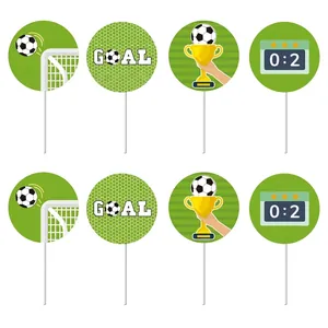 Décorations de cupcake thème football avec texte Goal et designs de trophée