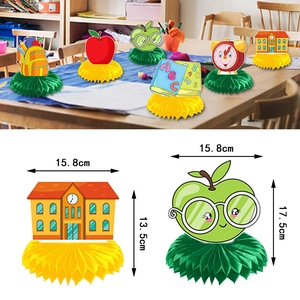 6-pack back to school themed honeycomb paper table centerpieces for classroom party decor