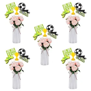 World Cup soccer party decorations set with football, trophy, and goal signs for table decor