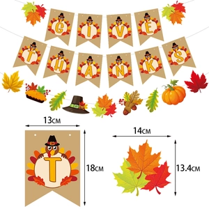 Give Thanks banner with turkey and pumpkin elements for Thanksgiving party decor