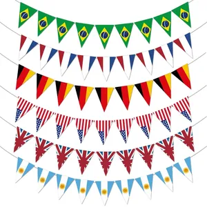 World Cup Football Bunting Flags International National Countries String Banners Party Decoration Sports Event Fan Cheering Props Polyester