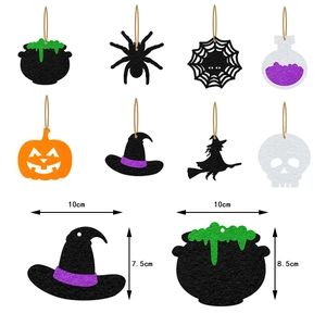 Set of 8 Halloween non-woven fabric hanging ornaments including pumpkin and ghost