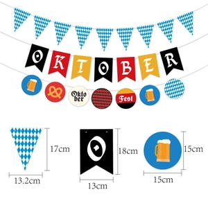 Oktoberfest party banner set with blue diamond pennants and German color themed letters