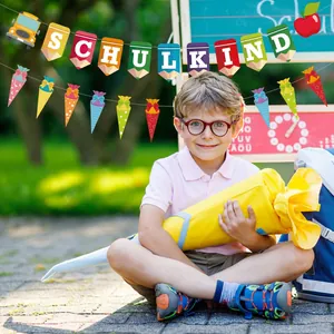 Schulkind school banner and pencil garland decoration set for first day of school party