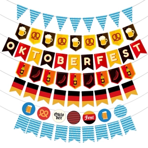 Oktoberfest Party Banner Paper Hanging Garland Beer Festival Decoration Bavarian Bunting Pennant Flag Festive Theme