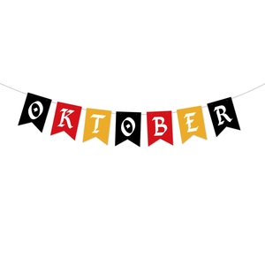 Oktoberfest party bunting banner with black red yellow flags and Gothic letter decoration