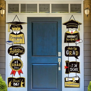 Graduation Season Party Door Porch Sign Congrats Grad Ceremony Alumni Party Hanging Ornaments Paperboard Door Decor