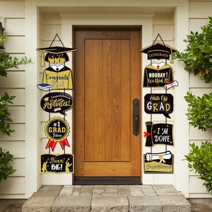Graduation party door banners set with congrats grad slogans for porch decoration