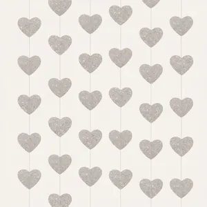 Glittery heart garland in champagne gold finish for wedding and party decorations