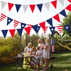 Patriotic USA Independence Day bunting banner with red white and blue stars stripes