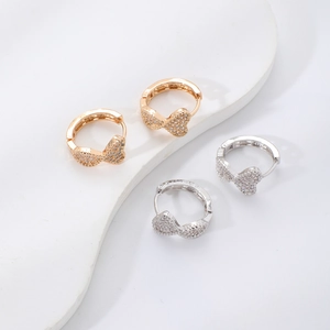 Premium Copper Micro-Set Zirconia Geometric Heart Butterfly Hoop Earrings For Women Korean Minimalist Niche Design Jewelry