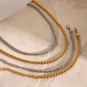 Stainless Steel 18K Gold Plated Twisted Chain Bracelet Waterproof Hypoallergenic Minimalist Jewelry For Women Men