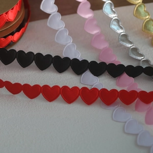 Embroidered heart lace ribbons in multiple colors for DIY crafts and gift wrapping