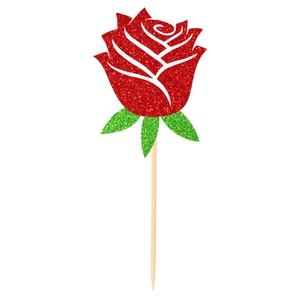 Sparkly glitter rose cake topper decoration for weddings and birthday party cakes