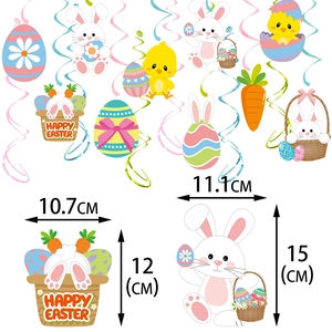 Décorations de Pâques suspendues en spirale avec lapin et œufs pour fête thématique