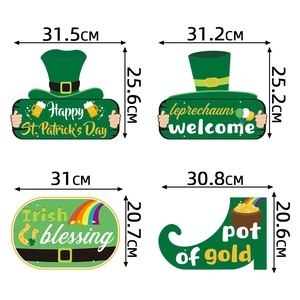 Lot de 4 plaques de porte Saint-Patrick avec vœux irlandais et motifs de Leprechaun