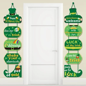 Bannières de porte Saint-Patrick avec trèfles et signes de chance irlandaise
