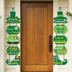 Bannières de porte St. Patrick avec trèfles, arcs-en-ciel et motifs irlandais