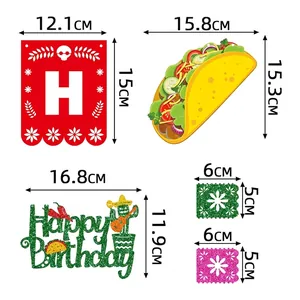 Kit de bannières d'anniversaire Jour des Morts avec motifs taco et guide de taille