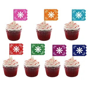 Décorations de cupcake pailletées avec motifs floraux pour fête du Jour des Morts