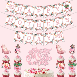 Set festa festa della mamma con striscione Best Mom Ever e decorazioni per dolci