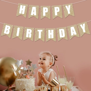 Glittering gold mermaid fishtail Happy Birthday banner for party wall decorations