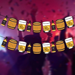 Whiskey Theme Party Banner Paper Bunting Garland For Birthday Bar Bachelor Celebration Decor Supplies Hanging Ornaments