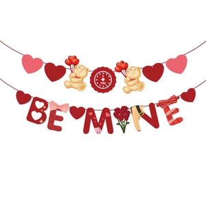 Détail de bannière Saint-Valentin avec cœur I LOVE YOU et lettres fleuries BE MINE
