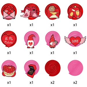 Valentine's Day gnome hanging swirls and cupcake toppers set for wedding party decor