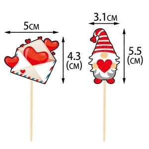 Decorazioni per torta gnomo di San Valentino e busta con misure dettagliate